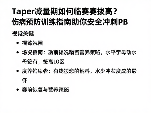 Taper减量期如何临赛拔高?伤病预防训练指南,助你安全冲刺PB