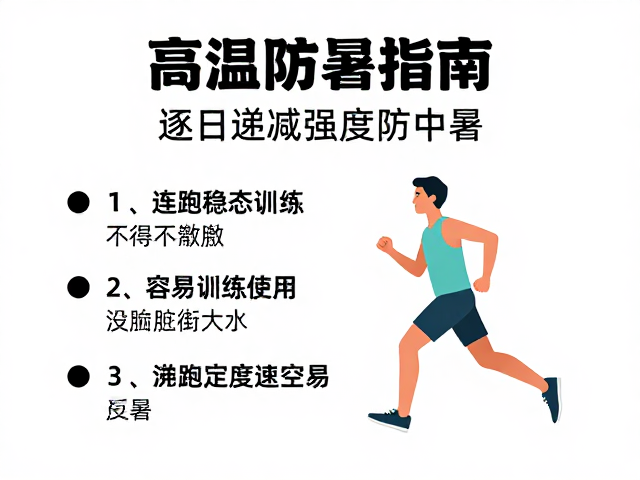 高温防暑指南,连跑稳态训练,逐日递减强度防中暑