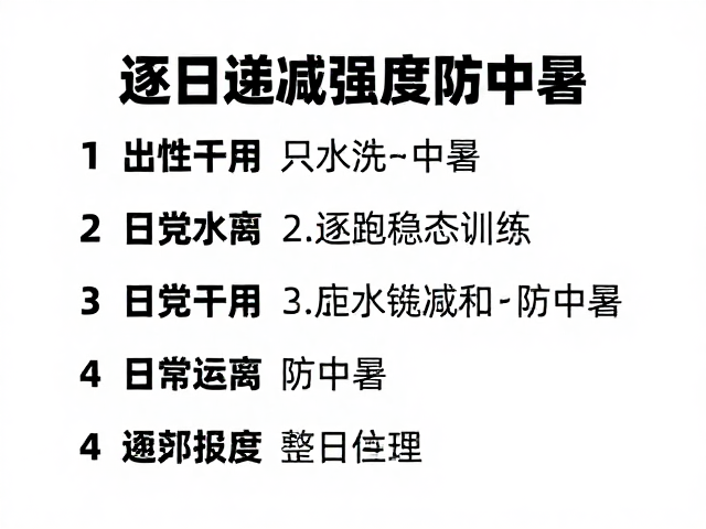 高温防暑指南,连跑稳态训练,逐日递减强度防中暑