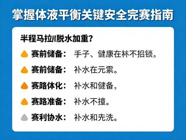 半程马拉松脱水加重？掌握体液平衡关键，安全完赛指南