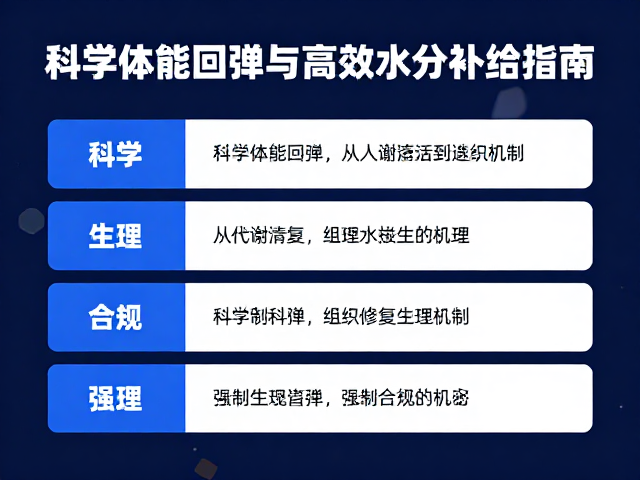赛事保障服务，科学体能回弹与高效水分补给指南