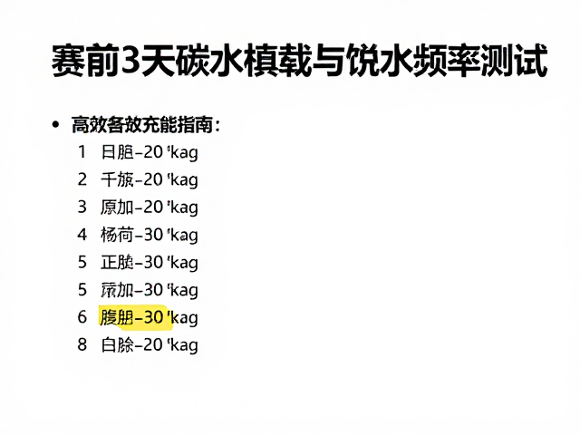 赛前3天碳水加载与饮水频率测试,高效充能指南