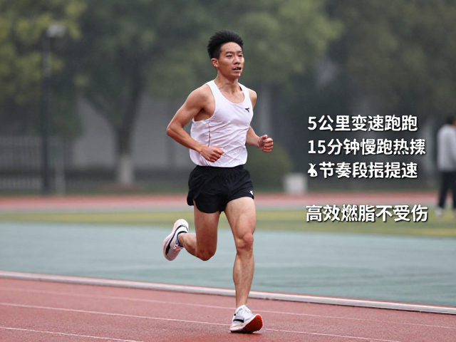 5公里变速跑,15分钟慢跑热身,节奏段提速,高效燃脂不受伤