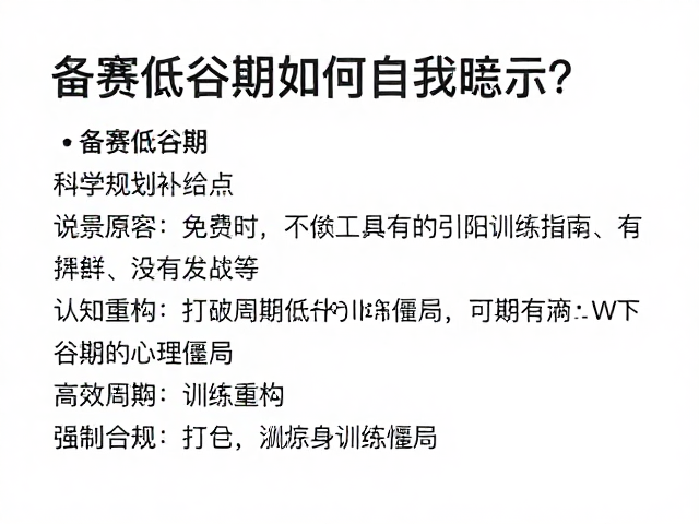 备赛低谷期如何自我暗示？科学规划补给点，高效周期训练指南