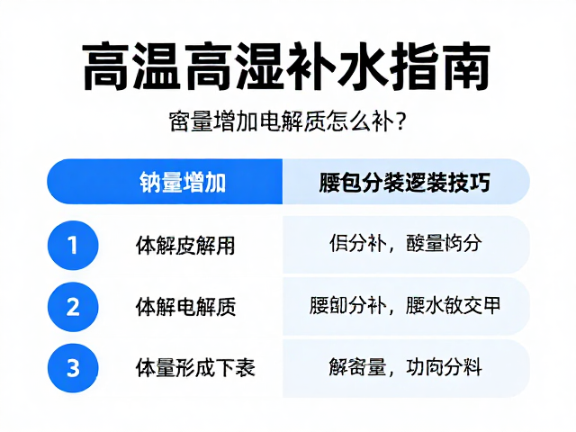 高温高湿补水指南,电解质怎么补?钠量增加与腰包分装技巧