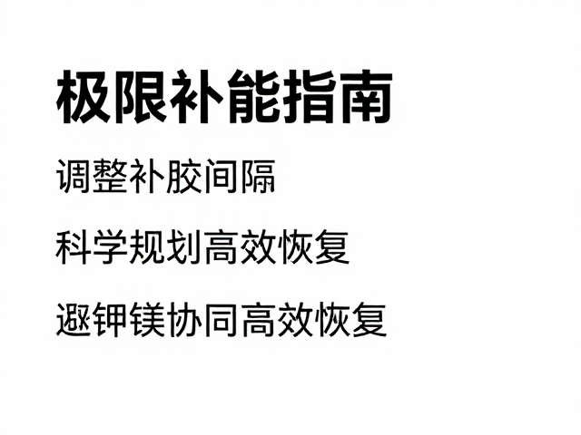 极限补能指南，调整补胶间隔，钾镁协同高效恢复