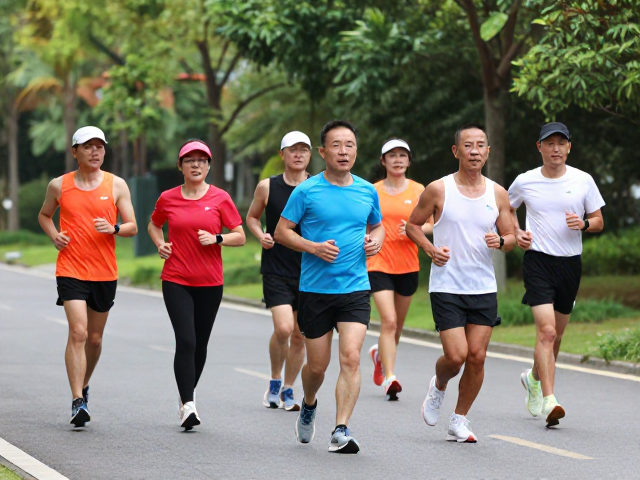 中年慢跑打卡,加入社区跑团训练,科学健身不受伤