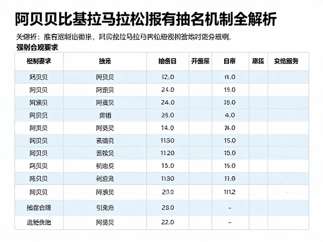 阿贝贝比基拉马拉松由来与报名抽签机制全解析