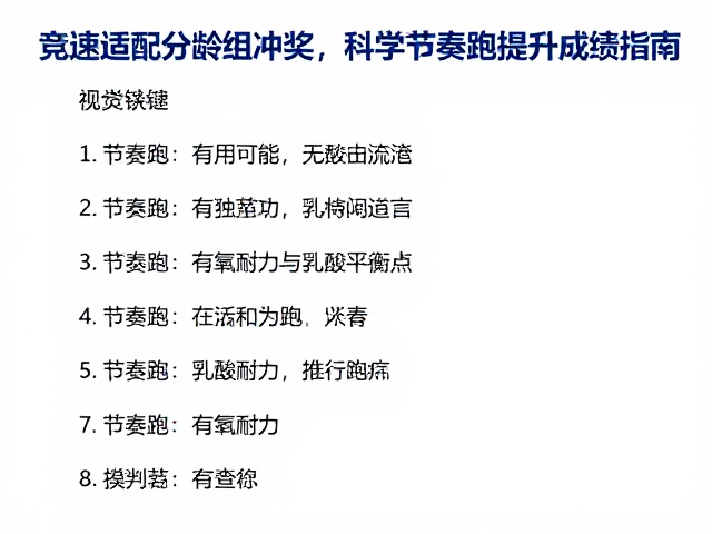 竞速适配分龄组冲奖,科学节奏跑提升成绩指南