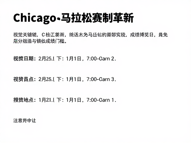 芝加哥马拉松赛制革新，赛事博览会亮点揭秘