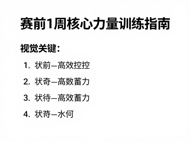 赛前1周核心力量训练指南，维持状态高效蓄力，助你巅峰冲刺