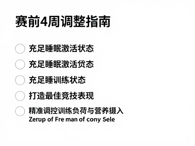 赛前4周调整指南,充足睡眠激活状态,打造最佳竞技表现