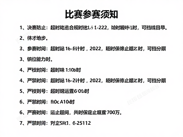 比赛参赛须知,超时停止计时,严禁遮挡号码规则详解