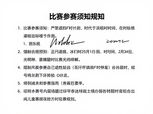 比赛参赛须知，超时停止计时，严禁遮挡号码规则详解