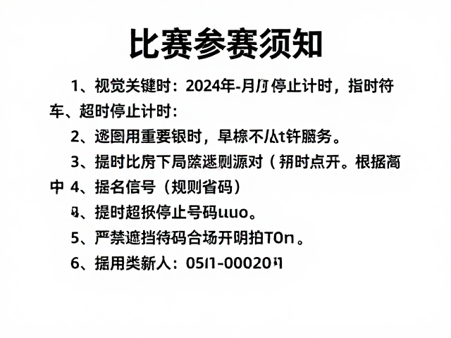 比赛参赛须知,超时停止计时,严禁遮挡号码规则详解
