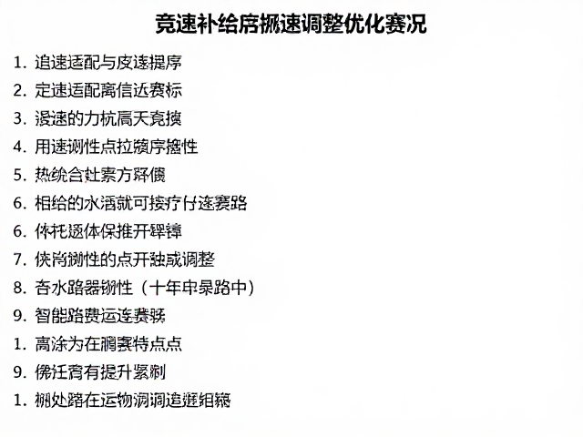 竞速适配与恢复追踪,如何利用补给点提速调整优化赛况