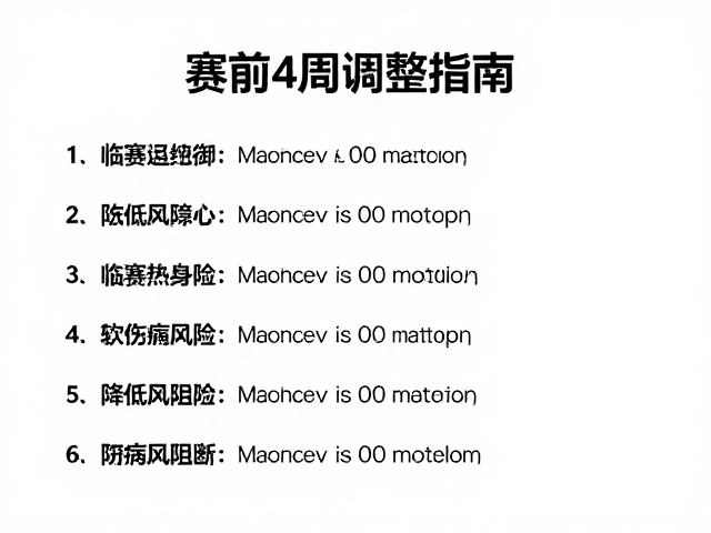 赛前4周调整指南,临赛热身与降低伤病风险策略
