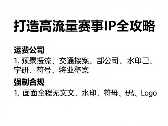 赛事文旅，交通接驳，运营公司，打造高流量赛事IP全攻略