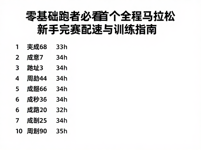 零基础跑者必看，首个全程马拉松新手完赛配速与训练指南