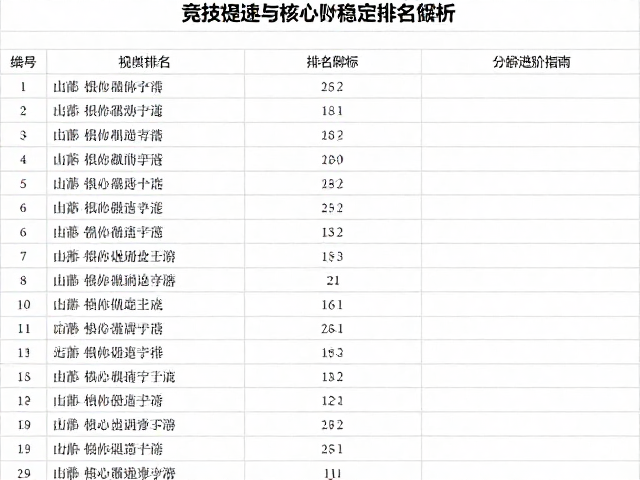 竞技提速与核心稳定训练,分龄组排名解析及科学进阶指南