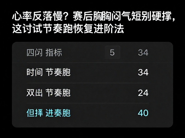 心率回落慢?赛后胸闷气短别硬撑,试试节奏跑恢复进阶法