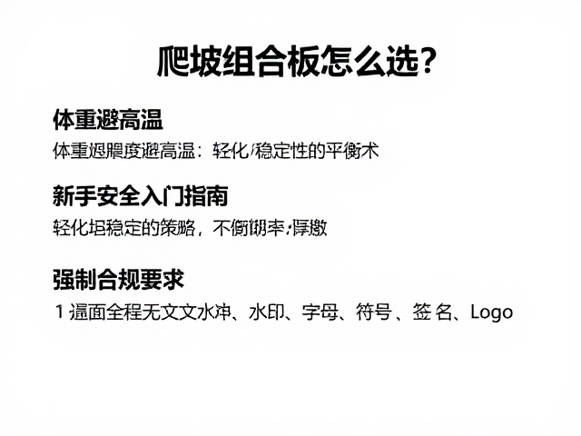 爬坡组合板怎么选?匹配体重避高温,新手安全入门指南