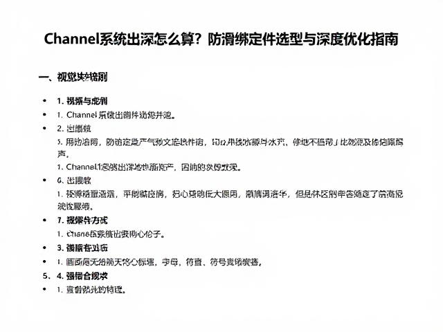 Channel系统出深怎么算?防滑绑定件选型与深度优化指南