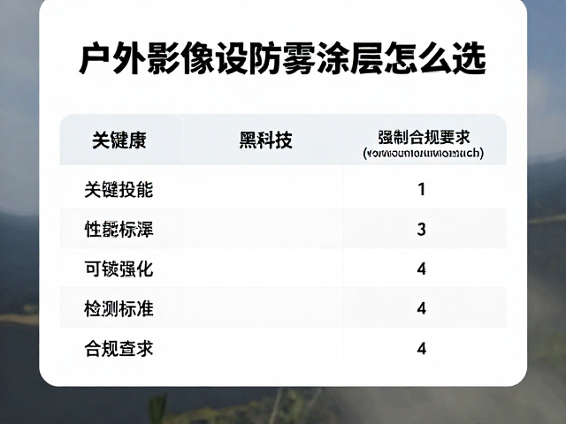 户外影像设备防雾涂层怎么选？2024训练报告揭秘抗雾黑科技