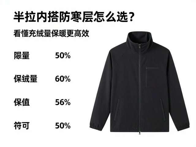 半拉链内搭防寒层怎么选?看懂充绒量保暖更高效