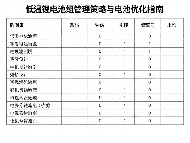 寒度监测表，低温锂电池组管理策略与电池优化指南