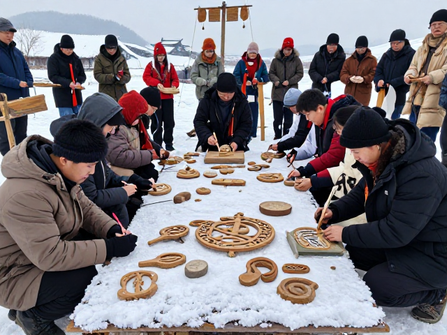 先民冰雪技艺与木雕石刻，揭秘古老冬季庆典的文化魅力