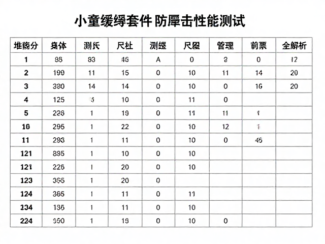 小童缓冲套件防冲击性能测试与尺码对照表全解析