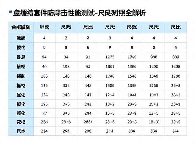小童缓冲套件防冲击性能测试与尺码对照表全解析