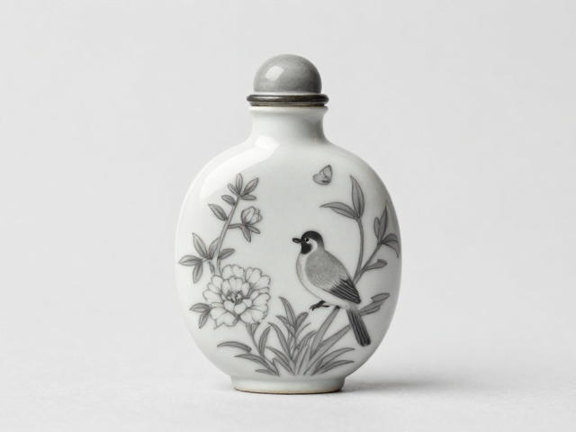 单色纯色外画鼻烟壶，花鸟草虫与仿古纹饰的古典雅韵