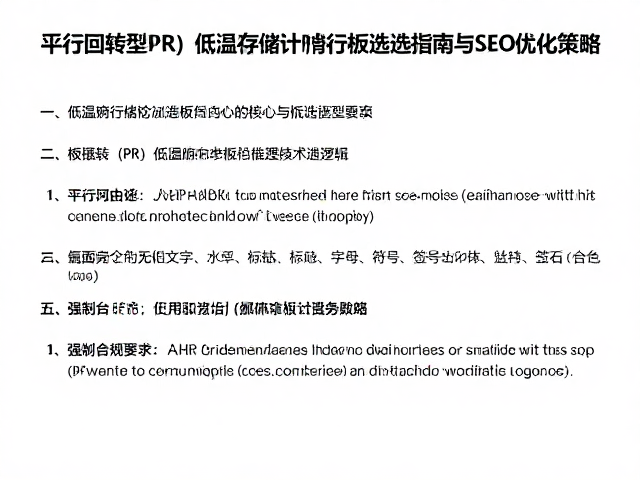 平行回转型(PR)低温存储计时滑行板选型指南与SEO优化策略