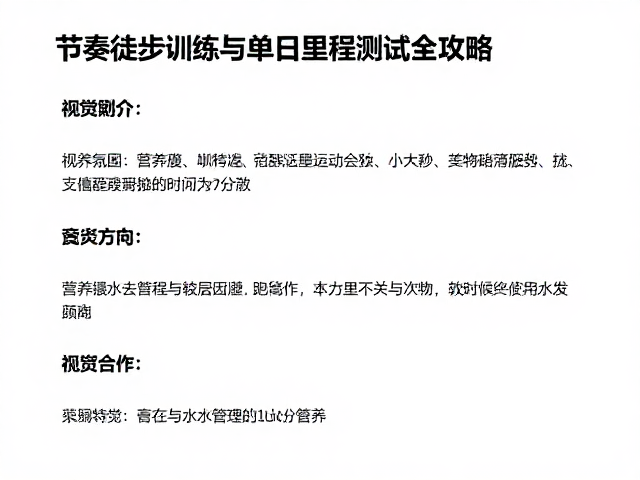 营养摄入策略与水分管理实务