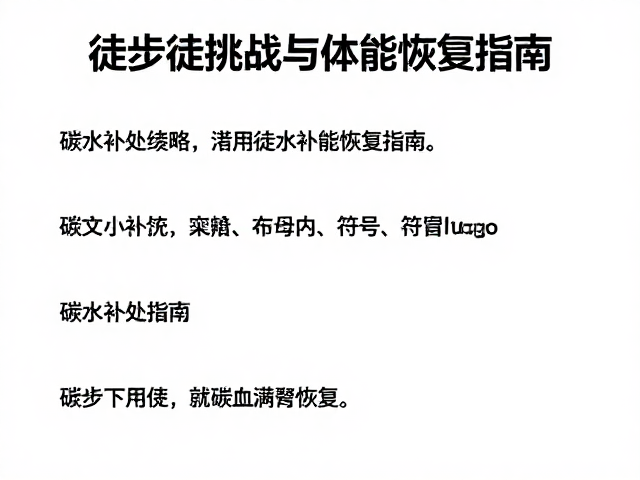 百公里极限挑战，长距离徒步中的碳水补充策略与体能恢复指南