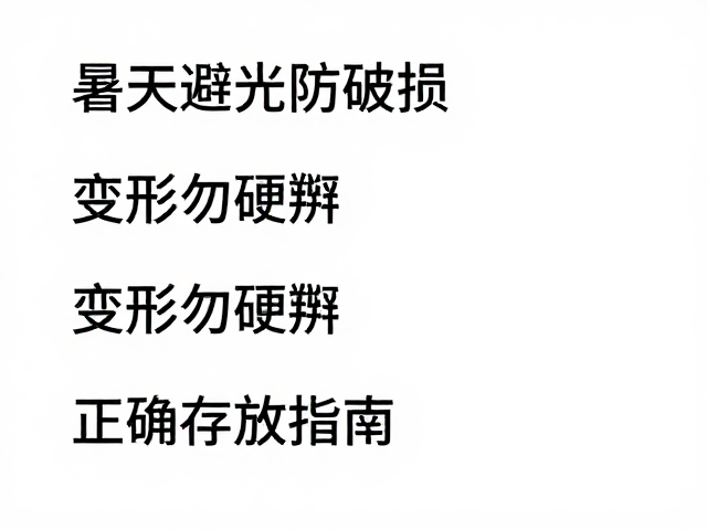 暑天避光防破损,变形勿硬掰,正确存放指南