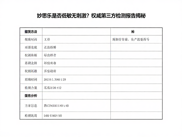 妙思乐是否低敏无刺激?权威第三方检测报告揭秘