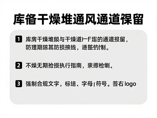 库房干燥堆放与通风通道预留,定期检查品质防损指南
