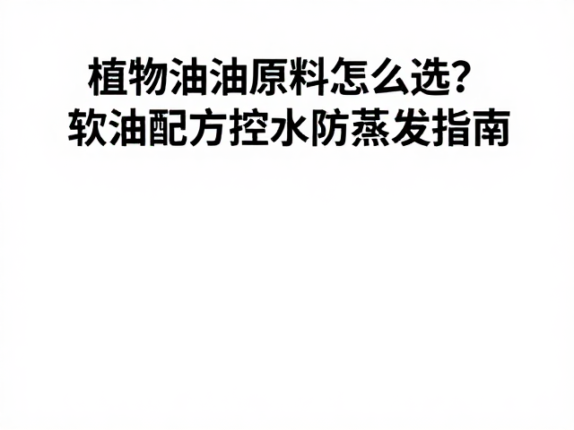 植物油脂原料怎么选?软油配方控水防蒸发指南