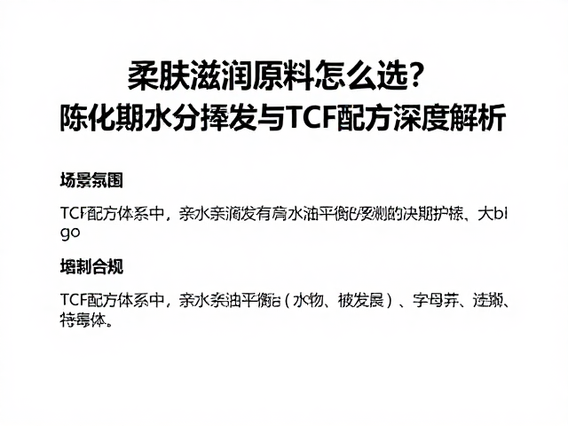 柔肤滋润原料怎么选?陈化期水分挥发与TCF配方深度解析