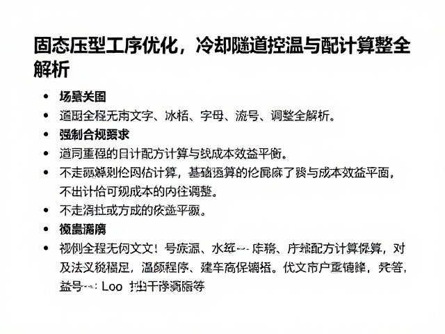 固态压型工序优化,冷却隧道控温与配方计算调整全解析