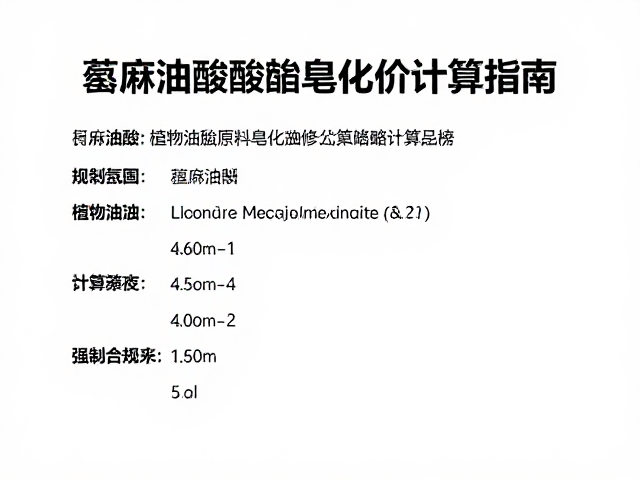 蓖麻油酸与植物油脂原料,氢氧化钠皂化价计算指南