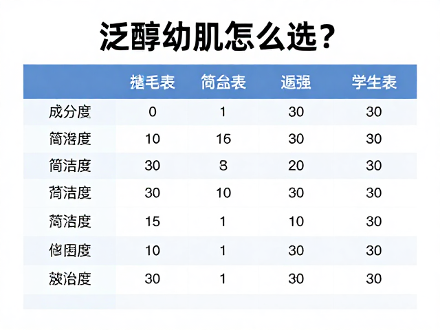 泛醇幼肌怎么选?查看成分表简洁度,避开无效添加