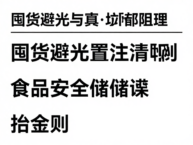 囤货避光安置,垃圾及时清理,按批次分类,食品安全存储黄金法则