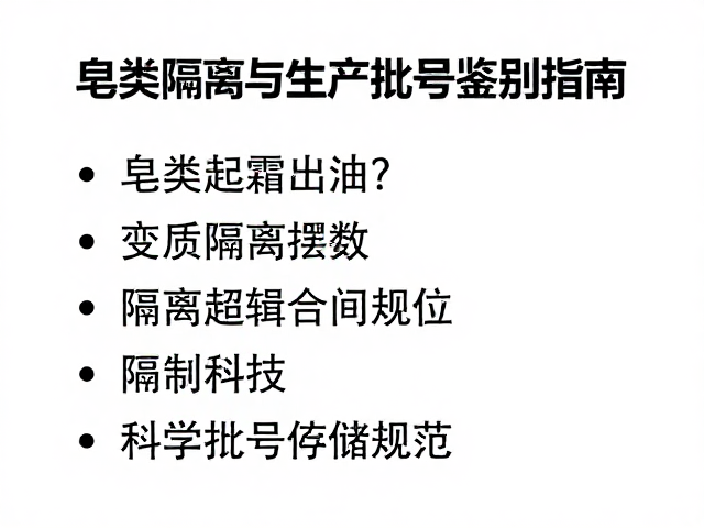 皂类起霜出油?变质隔离摆放与生产批号鉴别指南