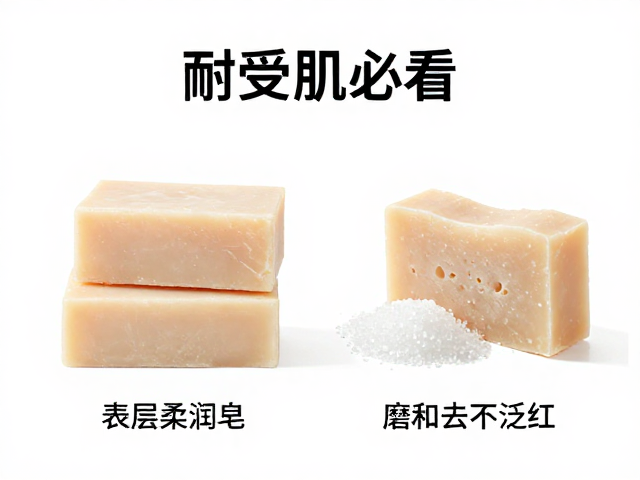 耐受肌必看,表层柔润皂搭配磨砂皂,温和去角质不泛红
