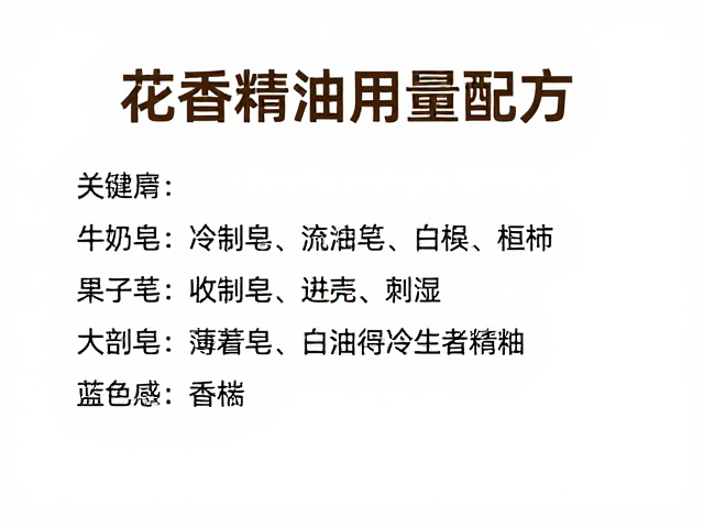花香精油1%-3%用量指南,小样测试后放大生产冷制皂配方