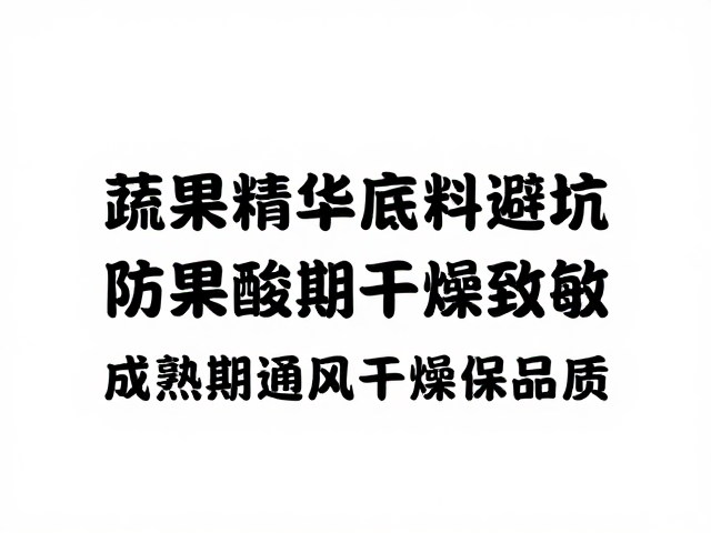 蔬果精华底料避坑,防果酸过量致敏,成熟期通风干燥保品质